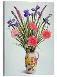 Leinwandbild Iris und Gerbera in einem holländischen Krug - Christopher Ryland