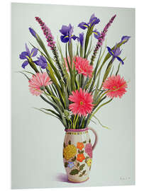 Hartschaumbild Iris und Gerbera in einem holländischen Krug