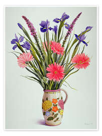 Wall print Iris and gerbera in a Dutch jug - Christopher Ryland