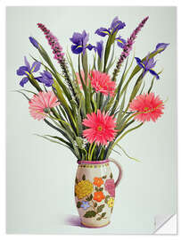 Wandsticker Iris und Gerbera in einem holländischen Krug