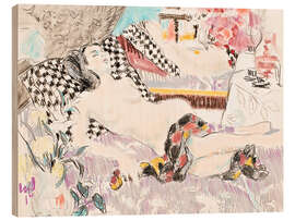 Obraz na drewnie Reclining Nude with Chequered Pillow - Hugo Grenville