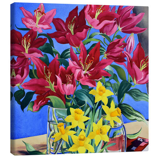 Canvas print Magenta Lilies and Daffodils