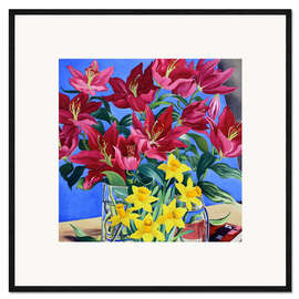Framed art print Magenta Lilies and Daffodils - Christopher Ryland
