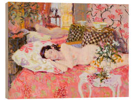 Tableau en bois Sleeping Nude with Lilies