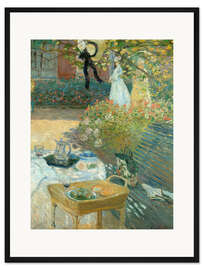 Gerahmter Kunstdruck Das Mittagessen im Garten von Monet in Argenteuil, 1873 - Claude Monet