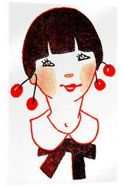 Acrylglasbild Mädchen mit Kirschen als Ohrringe - Patrice Cartier