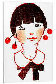 Obraz na aluminium Girl with cherries as earrings - Patrice Cartier