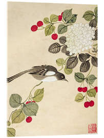 Akrylbillede Bird and Fruits - Wang Gouchen