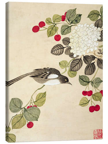 Stampa su tela Bird and Fruits - Wang Gouchen