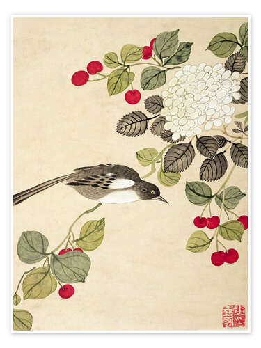 Plakat Bird and Fruits - Wang Gouchen