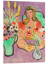 Acrylic print Young woman with anemones on a purple background, 1944 - Henri Matisse
