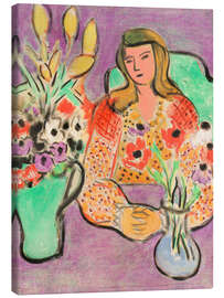 Obraz na płótnie Young woman with anemones on a purple background, 1944 - Henri Matisse