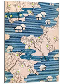 Alubild Kimono-Design: Cottages mit Flüssen und Kirschblüten