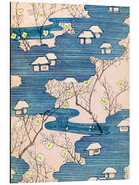 Magnettafel Kimono-Design: Cottages mit Flüssen und Kirschblüten