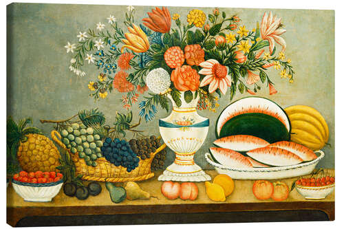 Stampa su tela Fruit and Flowers, around 1850