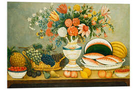 Hartschaumbild Obst und Blumen, um 1850