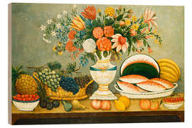 Holzbild Obst und Blumen, um 1850
