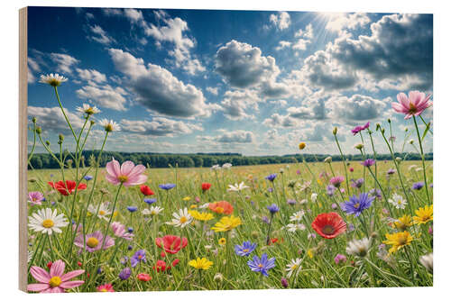 Wood print Wildflowers