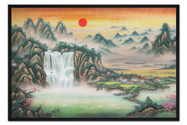 Gerahmter Kunstdruck Chinesische Landschaft