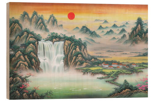 Holzbild Chinesische Landschaft