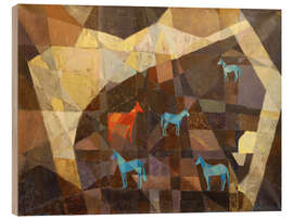 Print på træ Horses in the meadow - Iuliia Kotenko