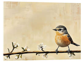 Acrylic print Spring Robin Bird on Flower Branch - TAlex
