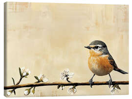 Canvas print Spring Robin Bird on Flower Branch - TAlex