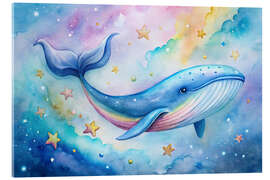 Acrylglasbild Wal in einem Ozean von Sternen und Wolken I - nobelart