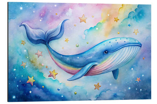Obraz na aluminium Whale in an ocean of stars and clouds I