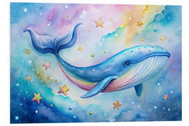 Hartschaumbild Wal in einem Ozean von Sternen und Wolken I - nobelart