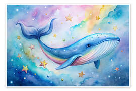 Póster Whale in an ocean of stars and clouds I - nobelart