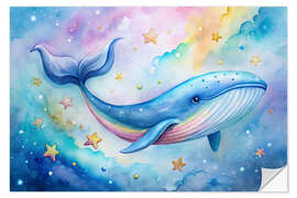 Wandsticker Wal in einem Ozean von Sternen und Wolken I - nobelart