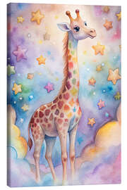 Canvas print Giraffe in the world of clouds and stars - nobelart