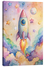 Leinwandbild Aquarellrakete