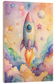 Obraz na drewnie Watercolour rocket