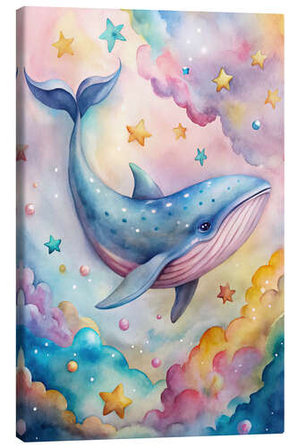 Canvastavla Whale in an ocean of stars and clouds II