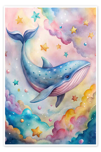 Poster Whale in an ocean of stars and clouds II