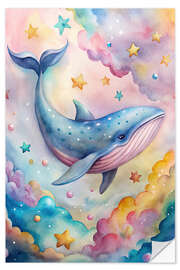 Wandsticker Wal in einem Ozean von Sternen und Wolken II - nobelart