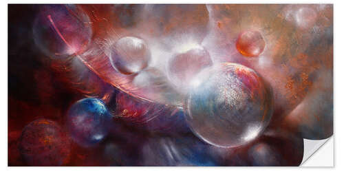 Vinilo para la pared Featherlight - Soap bubbles and a feather