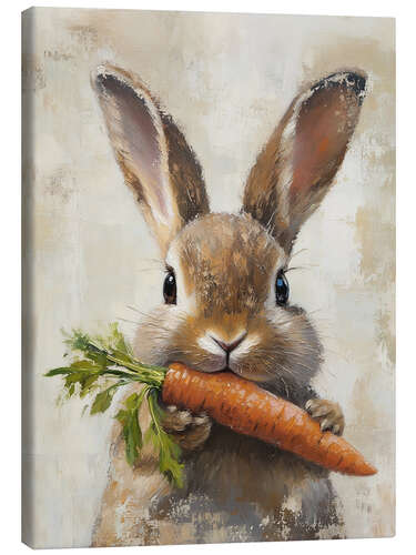 Canvas print Vintage Easter Bunny with Carrot