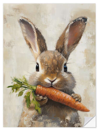 Wandsticker Osterhase mit Karottenportrait