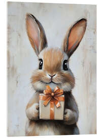 Akrylglastavla Vintage Easter Bunny with Gift