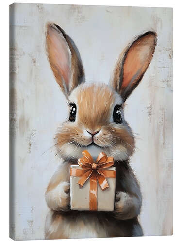 Canvas print Vintage Easter Bunny with Gift