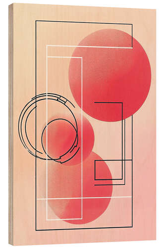 Wood print Retrometric - Pink Echoes I