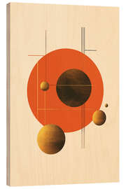 Tableau en bois Retrometric - Goldy Moon I - Philippe HUGONNARD