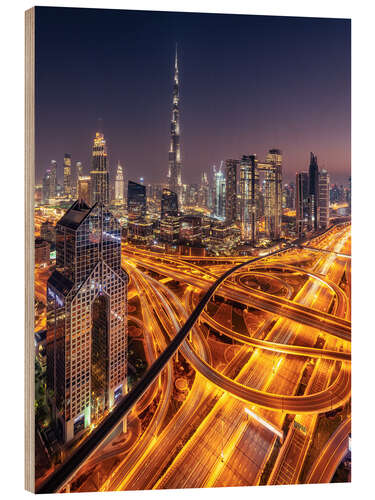 Cuadro de madera Dubai Skyline