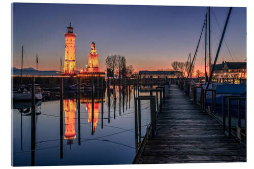 Tableau en verre acrylique Sunset in Lindau on Lake Constance