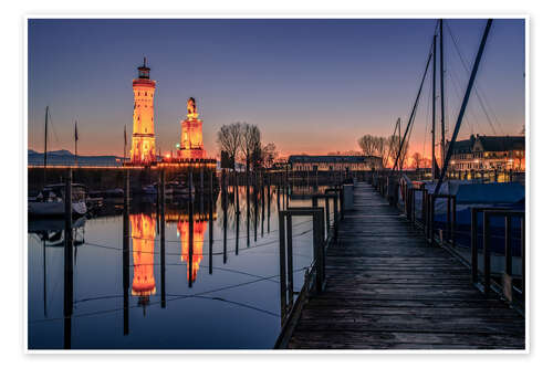 Póster Sunset in Lindau on Lake Constance