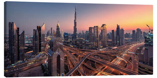 Obraz na płótnie Sunset over the Dubai skyline