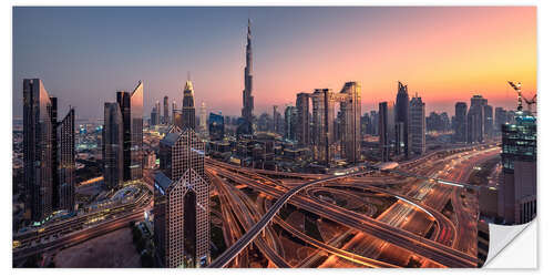 Wall sticker Sunset over the Dubai skyline